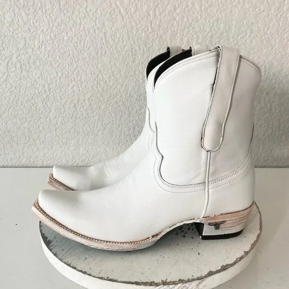 Lane EMMA JANE Womens Cowboy Bootie 7.5 White Western Cowgirl Short Ankle Boots - Picture 4 of 11